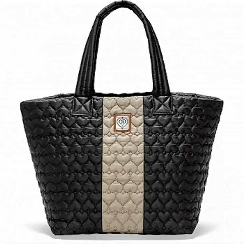 Brighton Heart to Heart quilted large tote — black/taupe